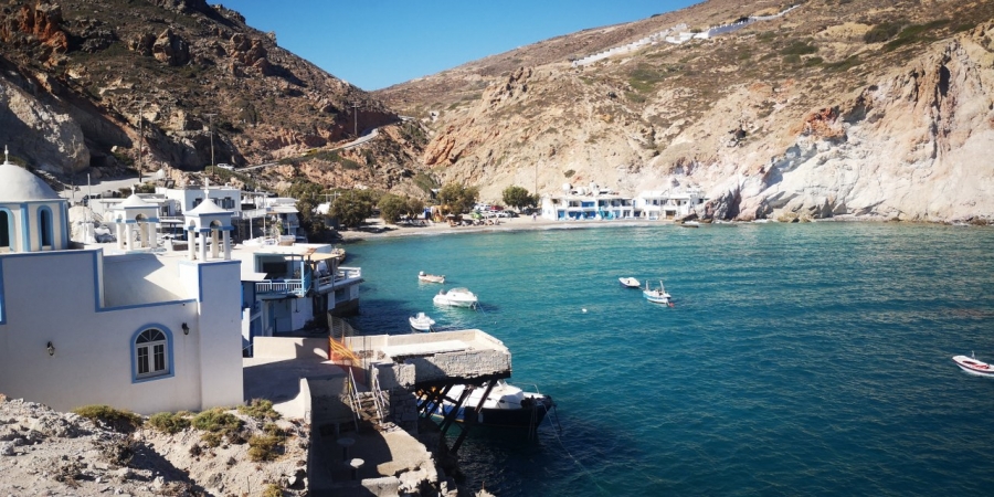 Milos Island panorama at dusk